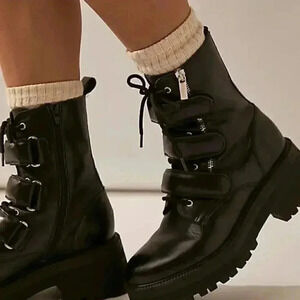 Free People Emmet Strap Lace Up Boots